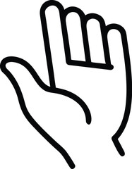 Raised Hand Icon with Fingers Up on Transparent Background for Attention or Stop