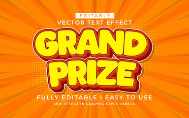 3d editable grand prize text effect typography style template