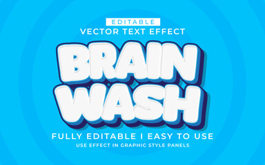 3d editable brain wash text effect typography style template