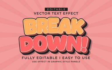 3d editable break down text effect typography style template
