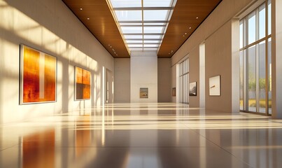 Contemporary gallery interior. Generative Ai