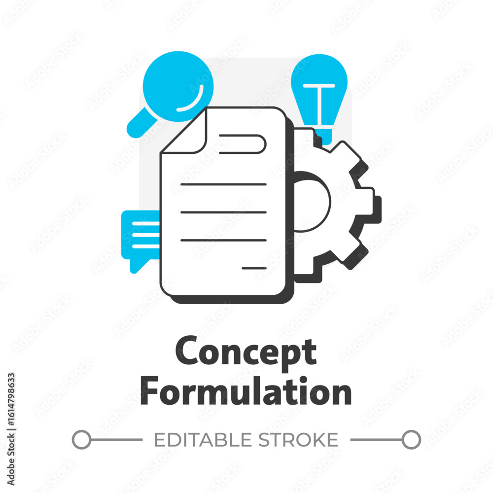 Poster concept formulation flat outline concept icon. potential application. technology readiness level. re