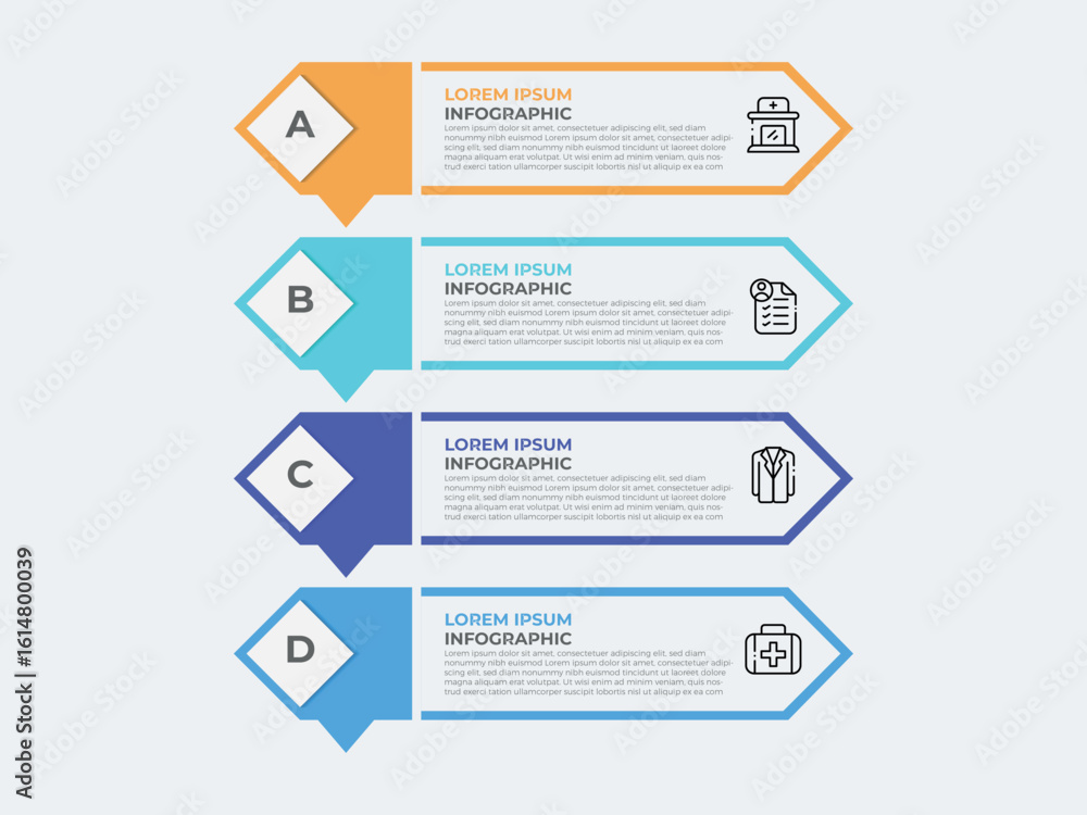 Poster design template for vector infographic labels with icons and 4 options or steps. suitable for proces