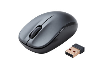 Wireless mouse next to usb receiver tech product