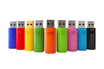 Colorful usb drives displayed on