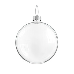 A simple white glass ornament hanging from the top, with an opening at both ends for filling and hanging ornaments inside.