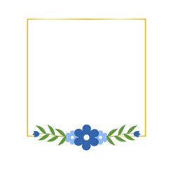 Modern Blue Floral Border Frame for Digital Stationery and Print Projects