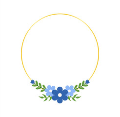 Minimal Botanical Blue Floral Wreath Frame for Elegant Event Decor