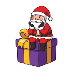 Santa Claus Sitting on a Gift Box