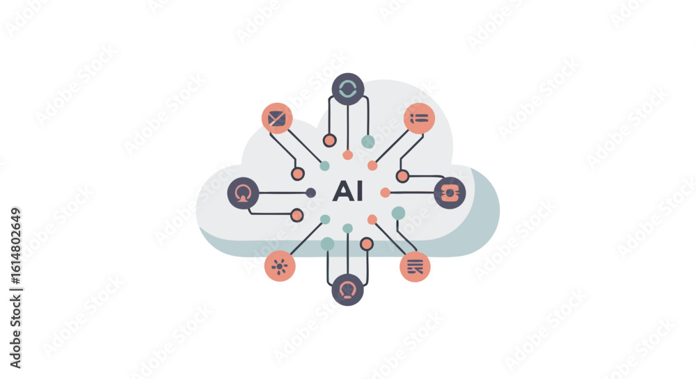 Poster cloud-based ai revolution: a captivating and informative visual representation of artificial intelli
