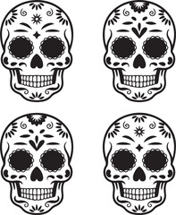 Fototapeta premium Colorful Mexican Sugar Skull – Día de los Muertos Vector Art 2️⃣ Traditional Day of the Dead Sugar Skull Illustration 3️⃣ Floral Mexican Sugar Skull – Decorative Calavera Design 4️⃣ Hand Drawn Sugar 