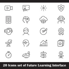 Fototapeta premium Twenty outline icons for future learning interface