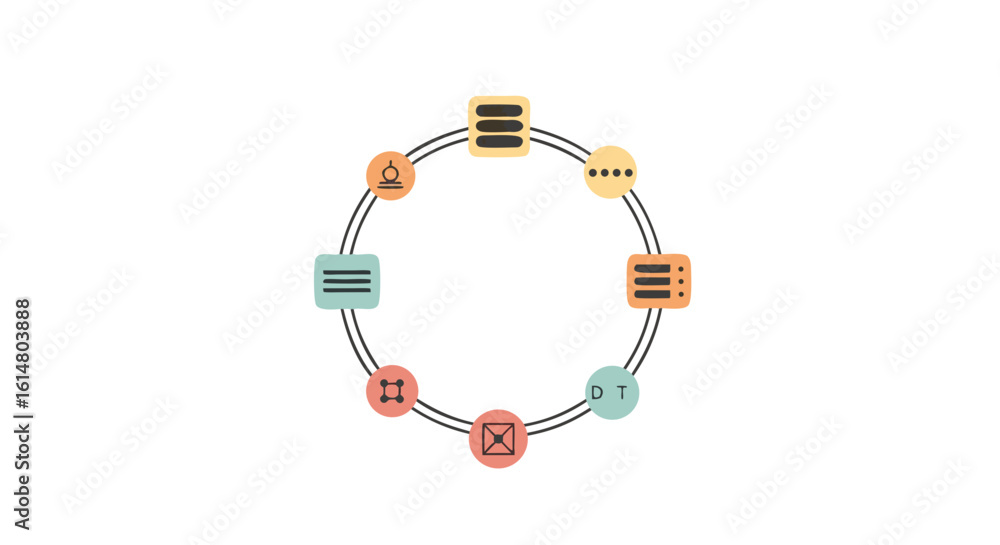 Poster circular data diagram: a sophisticated digital diagram displaying data flow, showcasing modern desig