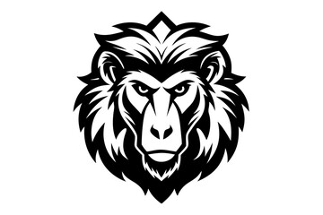 Obraz premium mascot baboon head black and white silhouette