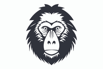 mascot style baboon head black and white vector
