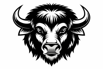 mascot style bison head black and white vector
