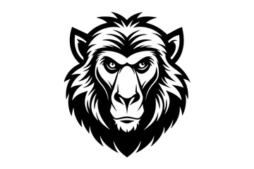 Obraz premium mascot baboon head black and white silhouette