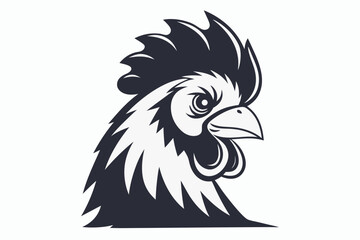 Fototapeta premium mascot style chicken head black and white silhouette
