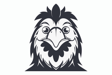 mascot style chicken head black and white vector
