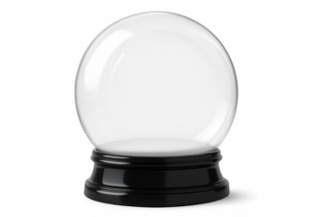 Transparent 3d snow globe, empty interior waiting for festive winter landscape, ready for personalized creative design