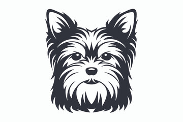 mascot yorkshire terrier dog head black and white vector