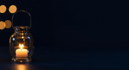 Background candle lantern light background for christmas and diwali decoration and celebration theme