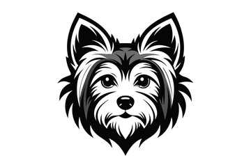 mascot yorkshire terrier dog black and white silhouette