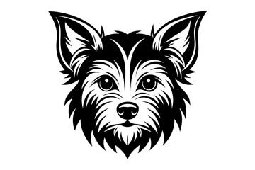 mascot yorkshire terrier dog head black and white vector