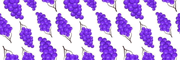 Juicy seamless pattern with ripe grapes. For summer backgrounds, food packaging, fabric prints