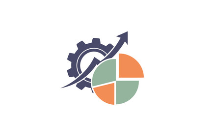 Business Growth Concept: A visual representation showcasing gears, graphs and a pie chart, illustrating business growth, progress, and data analysis.