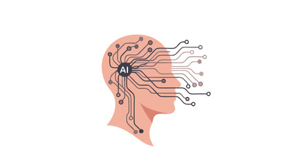 Digital Mindscape: A conceptual illustration of an artificial intelligence network intertwined within the human mind, depicting the convergence of technology and intellect. 
