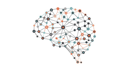Brain Connectivity in Focus: A detailed digital depiction of a human brain, represented through an intricate network of interconnected nodes and lines, symbolizing neural pathways.