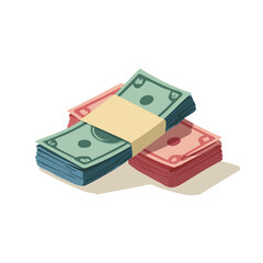 cash isolated in White Background, cash vector, Flat lay vector illustration