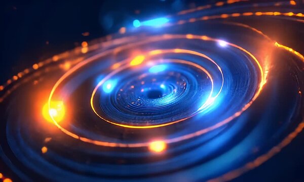 Abstract Swirling Light Patterns in Vibrant Blue and Orange Hues