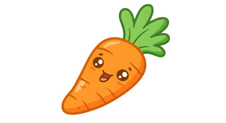 Cartoon Carrot Character smiles on black backdrop. Use for healthy eating campaigns, children's books, design, marketing.