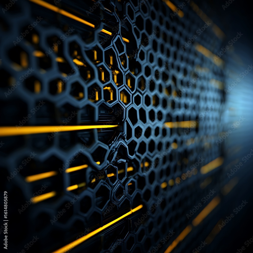 Aufkleber honeycomb structure with glowing lines abstract