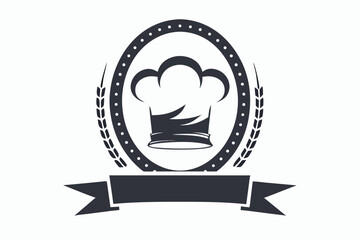  chef hat minimalist logo black and white silhouette