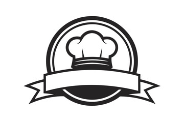  chef hat minimalist logo black and white silhouette