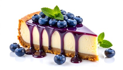 Delicious blueberry cheesecake slice