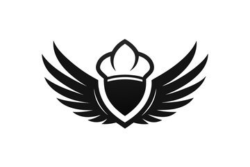minimalist logo design featuring a stylized chef with wings