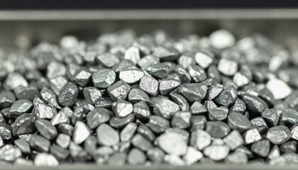 A pile of silver ore glimmering under natural light showcasing indium deposits with copy space for text