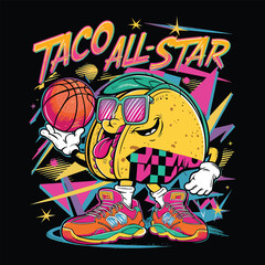 Taco basketball player with sunglasses sneakers