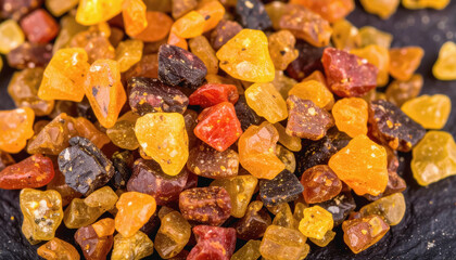 Vibrant pile of colorful rocks with copy space for text ideal for educational purposes or geological studies