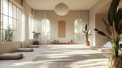 Yoga instructor guides students through poses in a serene studio during a calming session
