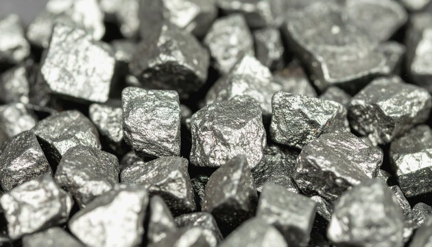 Pile of shiny silver nuggets displayed with copy space for text in a professional setting for mining industry use