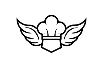 minimalist logo design featuring a stylized chef with wings