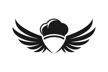minimalist logo design featuring a stylized chef with wings