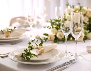Elegant table setting for a wedding or special event