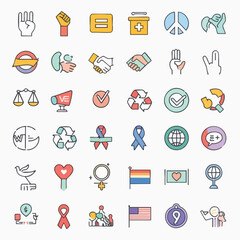 Fototapeta premium Social Issues Icons Set.