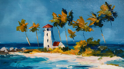 "Lighthouse on a Tropical Beach"
